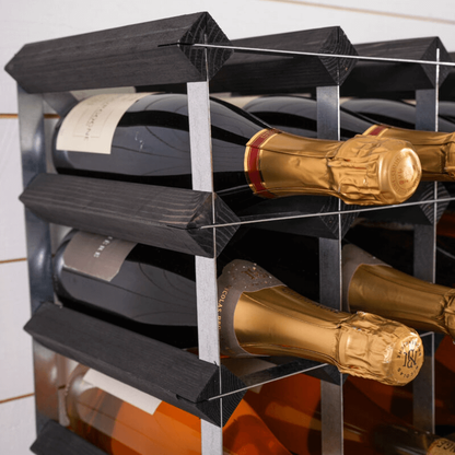 Traditional Wine Rack Vinställ 16 Flaskor Monterad Svart